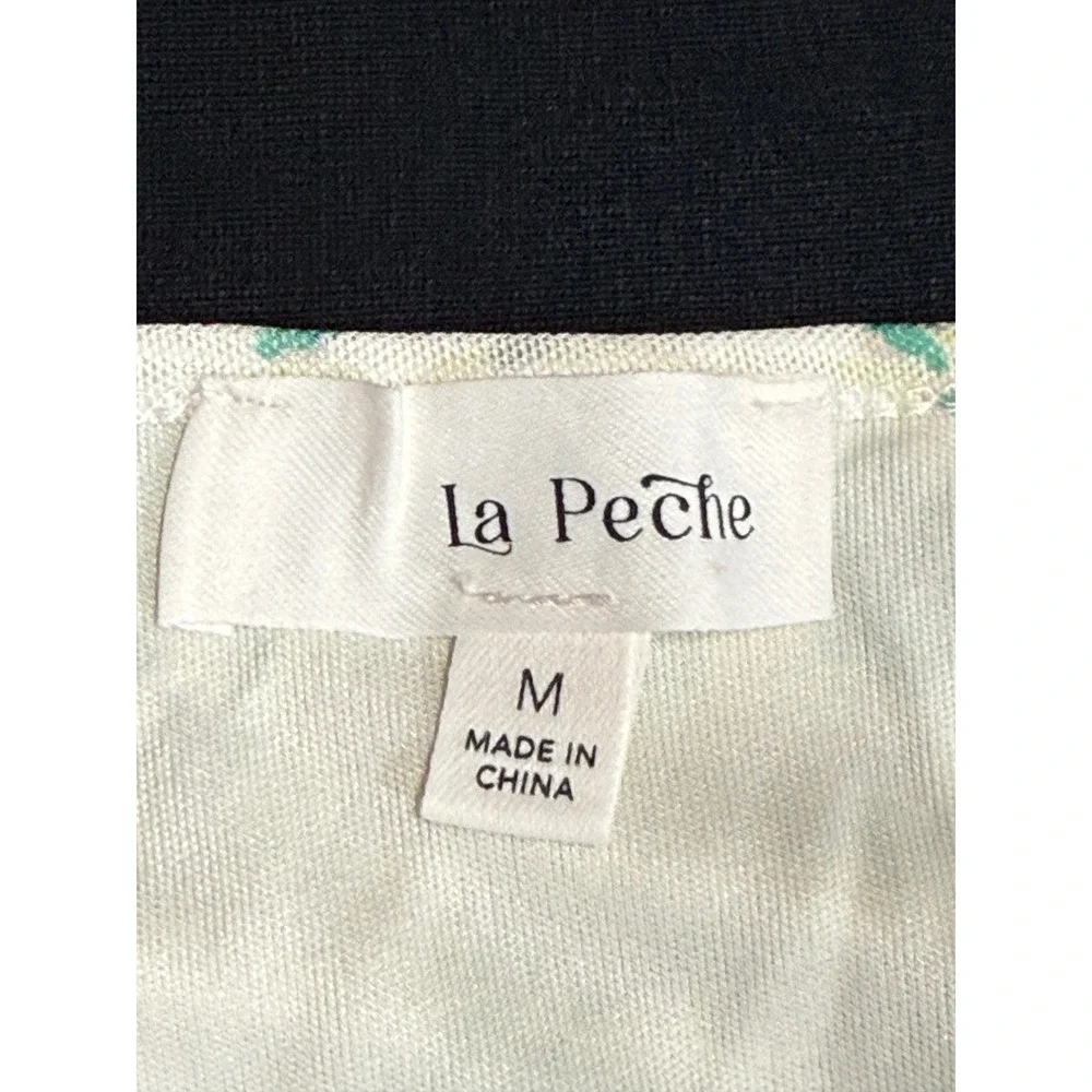 La Peche Floral Babydoll Camisole Womens Medium Cream Green Lace Trim Mesh - Picture 4 of 9